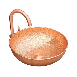 Évier décoratif de la plus haute qualité évier de cuisine en cuivre finition dorée Simple bol unique évier sous plan métal cuivre - Product Image 1