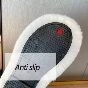 รองเท้าแตะแฟชั่นฤดูหนาวสำหรับผู้หญิง สวมใส่ในบ้าน พื้นหนานุ่ม อุ่นสบาย กันลื่น ขนฟูหรูหรา - Product Image 6