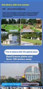 Độ nét cao bốn màn hình không dây PTZ toàn cảnh Camera An Ninh 10x Zoom tầm nhìn ban đêm cho gia đình ngoài trời sử dụng đám mây 1 năm - Product Image 6