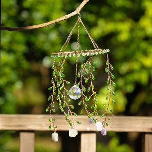 Campana de Viento Decorativa con Atrapasueños, Hecha a Mano, Estilo Bohemio Irregular, Moderna, Minimalista, con Piedras de Cristal Naturales, Envío Directo - Product Image 2