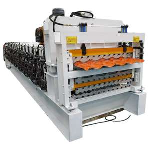 Heiß verkauf 1200mm breites Metalldach Calamin herstellungs maschine Drei schicht ige Dachziegel walzen form maschine - Product Image 1