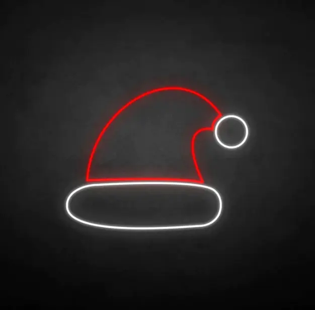 Christmas-Christmas Hat Neon Sign,12V Christmas Decoration Led Neon Lights Interior Lighting Led Flex Neon