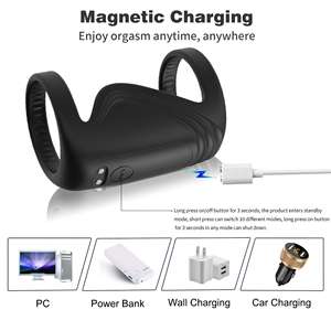 Anillo de Bloqueo Masculino para Retrasar la Eyaculación, Ultra Ligero, de Silicona, con 10 Frecuencias de Vibración, Resistente al Agua IPX7, Carga Magnética, Personalizable - Product Image 3