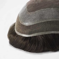 Rambut palsu Remy Virgin India kualitas tinggi sistem pengganti rambut renda stok AS lokal untuk pria