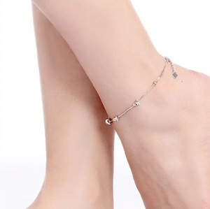 Tobillera de <span class=keywords><strong>Plata</strong></span> de Ley 925 para mujer, pulsera para tobillo, joyería para pie - Product Image 3