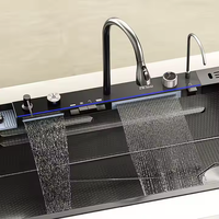 100cm grande taille moderne chine luxe multifonctionnel en acier inoxydable 304 cascade intelligente éviers de cuisine à bol unique