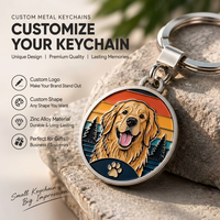 Médaille ronde personnalisée Golden Retriever en alliage de zinc émaillé, pendentif chien, porte-clés, surface lisse, logo gravé sur mesure, cadeau souvenir