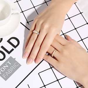 Fedi nuziali chirurgiche in <span class=keywords><strong>acciaio</strong></span> inossidabile placcato oro 18 carati set di anelli di fidanzamento per coppie Anillos De Boda Anel Ouro - Product Image 6