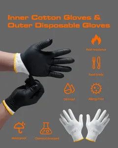 ANBOSON Barbecue Disposable Nitrile Cotton Black Bbq Grill Gloves Heat Resistant Proof For Men Women
