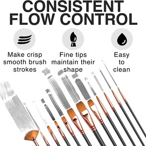 Bomeijia 12 cái tay cầm bằng gỗ Nylon Bàn chải tóc thiết lập cho nước, dầu hoặc sơn acrylic - Product Image 5