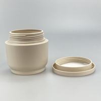 Pot en plastique rond blanc crème vide et rechargeable de 250 g, pot de crème cosmétique de luxe avec couvercle plat pour beurre corporel et gommage corporel
