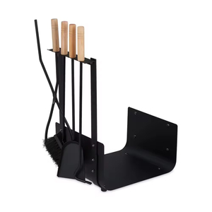 Support de rangement pour bûches de bois de chauffage en fer noir robuste et moderne pour extérieur, avec étagères empilables - Product Image 4