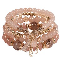 4 pièces/ensemble bohème empilable Bracelets avec glands en gros multicouche étiré verre cristal perlé Bracelets pour femmes filles