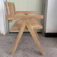 Fauteuil en rotin de Chandigarh, chaise de salle à manger moderne en bois, fauteuil au design en bois