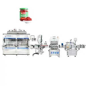 automatic ketchup paste bottling capping production line / tomato sauce glass bottle washing filling packing machine
