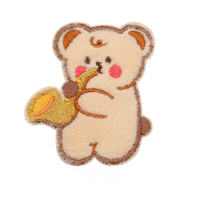 Patch Chenille Beruang Lucu, Bordir Hewan Kawaii, Lencana Beruang Kartun Sedang Membaca, Memasak, Aplikasi Setrika untuk Dekorasi Tas Anak
