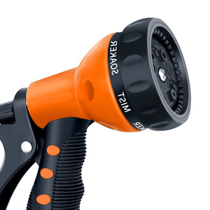 Pistolet à eau à huit fonctions en plastique orange, manuel, haute pression, pour le lavage de voitures, l'arrosage des jardins, des fleurs, l'aménagement paysager, le rinçage - Product Image 1