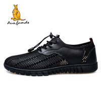 Sandales de sport décontractées en cuir de vachette léger pour hommes, chaussures respirantes à lacets avec logo kangourou