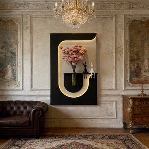 Arte Mural Moderno Personalizado, Pintura Texturizada en Relieve 3D, Escultura Geométrica Hecha a Mano, Pintura en Piedra Arenisca, Decoración de Hotel con LED - Product Image 2