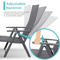Chaise longue pliante de jardin avec dossier réglable en 6 positions, tissu respirant