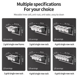 ชั้นวางเครื่องปรุงติดผนังสแตนเลส 4 ช่อง ภาชนะใส่อาหารทรงสี่เหลี่ยม ทำความสะอาดง่าย ป้องกันแบคทีเรีย ป้องกันความชื้น - Product Image 2