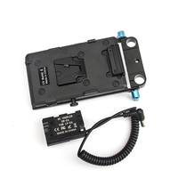 Batterie factice décodée LP-E6 DR-E6 avec coupleur CC + plaque de montage V-Mount pour Canon EOSR EOS 5D Mark IV III II 5D4 5DS 5DS R 6D 7D 7D Mark 2