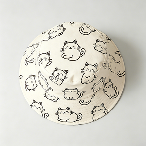 Chapeau Bob Unisexe avec Imprimé Chat Mignon et Broderie 3D, Réversible, Protection Solaire, Large Bord, Style Pêcheur, Décontracté, Été, Plage, Quotidien - Product Image 3