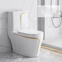 Ensemble Toilettes WC à Chasse Complète Blanche et Dorée Style Nord-Européen, Fournisseurs de Toilettes de Salle de Bain pour Filles Chinoises