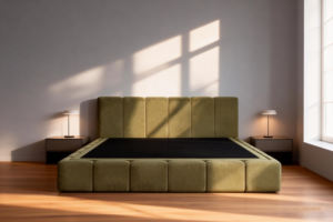 Современная компактная кровать-трансформер с обивкой из ткани и металлическим каркасом, не требующим сборки инструментами - Product Image 3