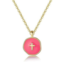 Haomi New Trendy Edelstahl Kreuz Anhänger Halskette vergoldet für Damen und Kinder Verschiedene Emaille Öl ketten