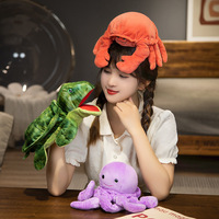 Gants de jeu interactifs pour enfants et parents, en forme de requin, orca, crabe à bouche ouverte, en coton PP, pour spectacles transfrontaliers