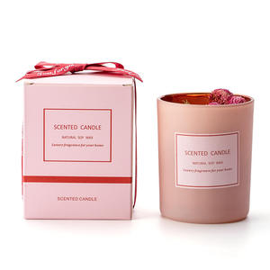 AIKUN Pink Glass Jar Romantic Dried Flower Lasting Fragrance Candle Custom Scented Christmas Candle - Product Image 6