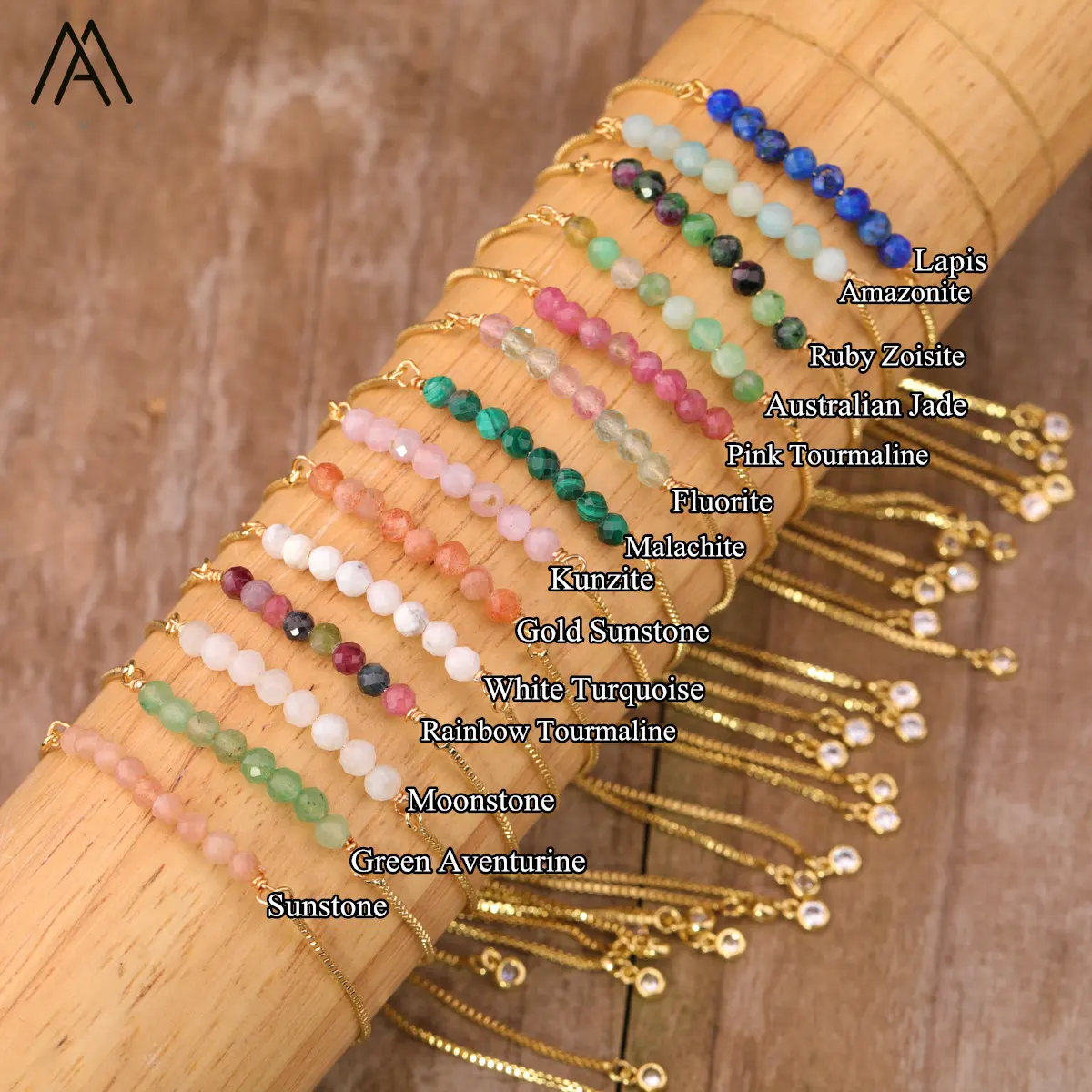 Classic Thin Gemstone Dainty Bracelet Hand Chain Adjustable Healing Crystal Energy Chakra Bracelets Friendship Gifts