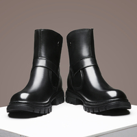 Bottes de travail et de moto pour homme en cuir pleine fleur, mi-mollet, pour l'hiver, grandes tailles, élégantes, pour l'extérieur
