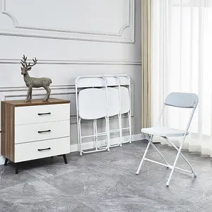 Chaise pliante Portable ultralégère, pieds en plastique et métal, mobilier d'intérieur et d'extérieur en Pp de haute qualité, couleur blanche