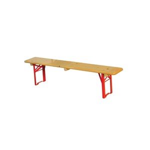Panchine per bambini Ideal finitura naturale. 160 x 27 x 38 cm, struttura rossa - Product Image 1
