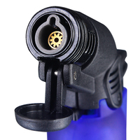 Briquet torche électrique portable en plastique noir PE, coupe-vent, rechargeable au butane, flamme réglable, allumage par bouton