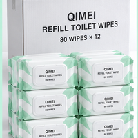 Lingettes humides pour toilettes en marque blanche, paquet de recharge 80 lingettes, couvercle à clapet, OEM ODM