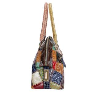 AndoBag <b>Patchwork</b> Top-Handle <b>Bags</b> Genuine Leather Shoulder Crossbody <b>Bag</b> Colorful Stitching Plaid Handbag for Women 1770 - Product Image 5