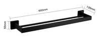 Porte-serviettes en aluminium noir, accessoires de salle de bains, barre à serviettes avec double couche, accroche-vaisselle de cuisine