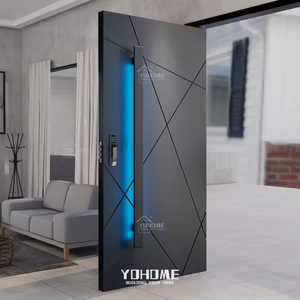 Último <span class=keywords><strong>Design</strong></span> Americano para Projetos Residenciais: Porta de Entrada Moderna Personalizada em Alumínio com Luz LED - Product Image 4