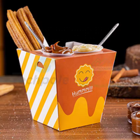 Support en papier biodégradable et écologique pour emballages de restauration rapide, idéal pour churros, truffes au chocolat, chewing-gums, sushis et autres.