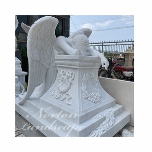 Amulette en pierre brute pour extérieur et jardin, 1 pièce, motifs en marbre blanc et granit, tissage de la Statue d'ange - Product Image 1