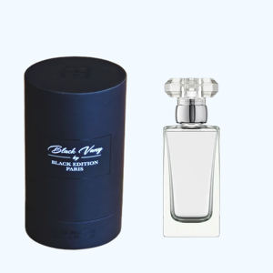 מחזור לוגו מותאם אישית לוגו עגול קרטון בושם בקבוק נייר שחור - Product Image 4