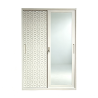 Lemari Pakaian Baja Rumah Kamar Tidur Besi 2 Pintu Lemari Baja Motif Cetak Pintu Geser Lemari Logam