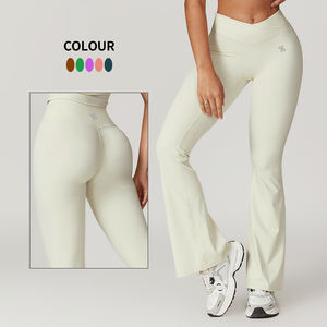 <span class=keywords><strong>Leggings</strong></span> de Yoga para Mujer, Cintura Alta, Largos, <span class=keywords><strong>Acampanados</strong></span>, Diseño Sólido, Ligeros, de Spandex/Nailon, Alta Elasticidad, Cómodos para la Piel - Product Image 1