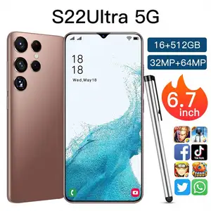 1/6 2022 mobile phone S22 Ultra 5G Smartphone 6.7 inch Full Screen 16+512GB Android Mobile Phones With Face ID Cel