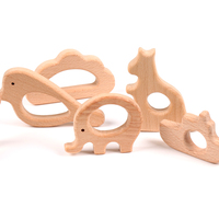 AsVrai U 1/3/10 pièces Jouets de dentition en bois en forme d'animaux, de cœurs, d'étoiles, de voitures et de navires, sûrs pour la mastication, perles en bois naturel pour le bricolage