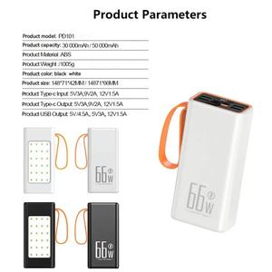 Banco de Energía Portátil con Lámpara, Carga Rápida PD de 66 W, Pantalla Digital LED, 4 Salidas USB, 30000 mAh, 40000 mAh, Cargador Portátil P - Product Image 2