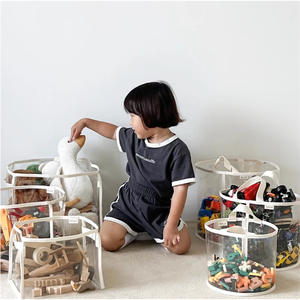 Boîte de rangement transparente Nestop, bac de rangement carré en tissu non tissé, organisateur de jouets pour chambre d'enfant, usage domestique, 25x21x21 cm - Product Image 4